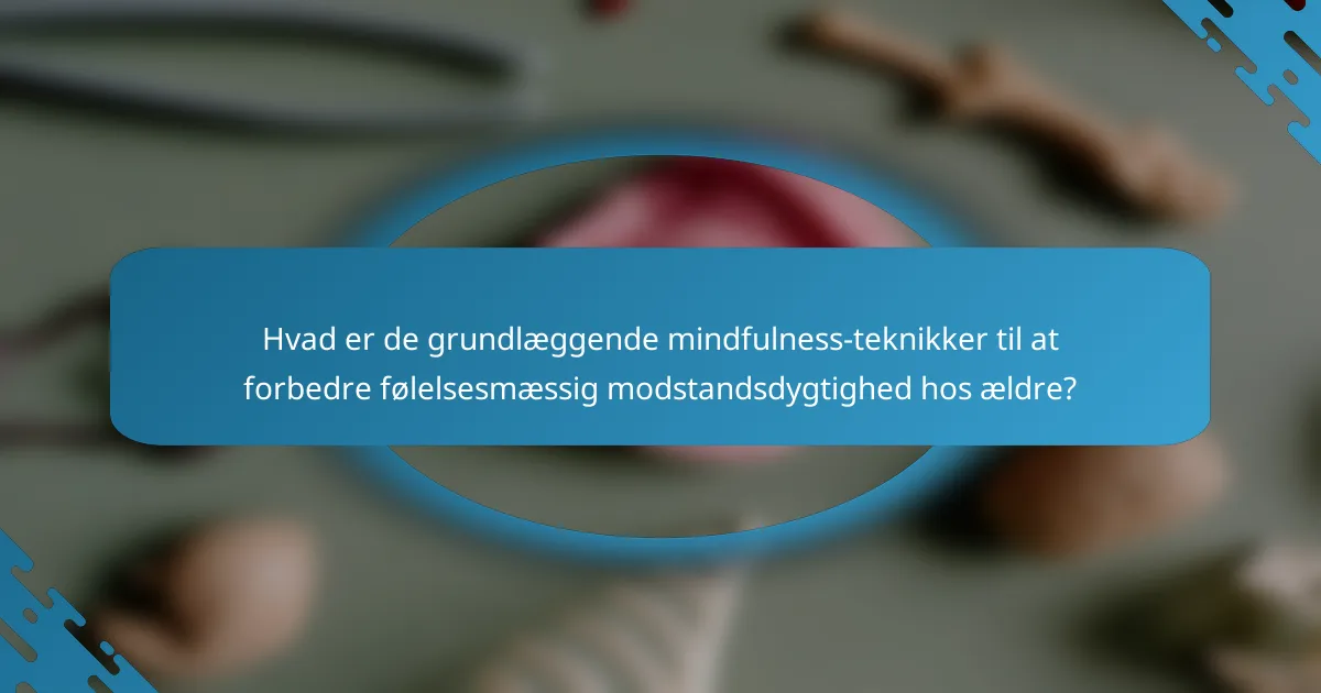 Hvad er de grundlæggende mindfulness-teknikker til at forbedre følelsesmæssig modstandsdygtighed hos ældre?