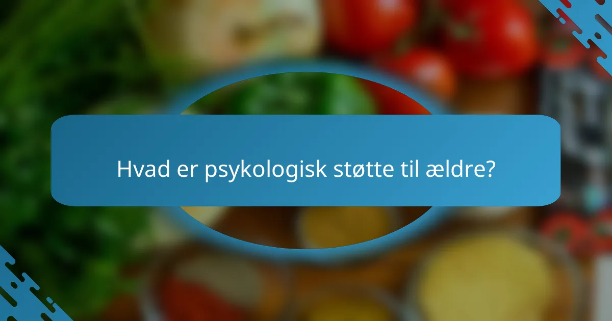Hvad er psykologisk støtte til ældre?