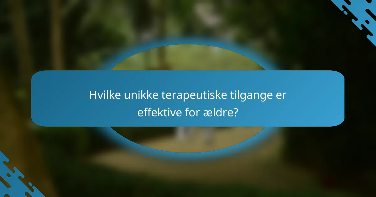 Hvilke unikke terapeutiske tilgange er effektive for ældre?
